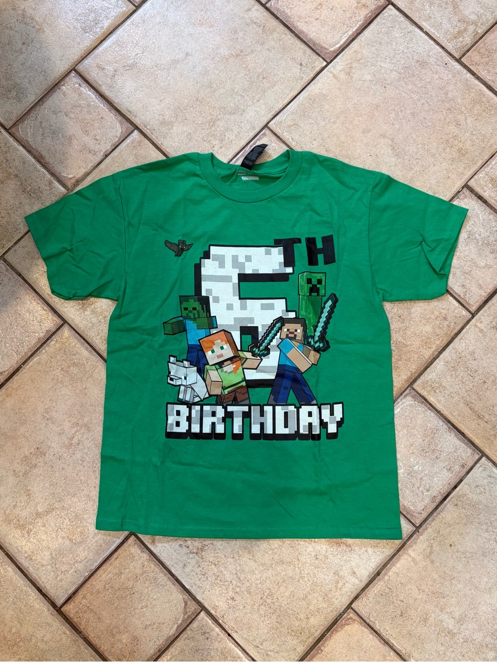 Minecraft 6th Birthday Kids T-Shirt, Size L - NWOT